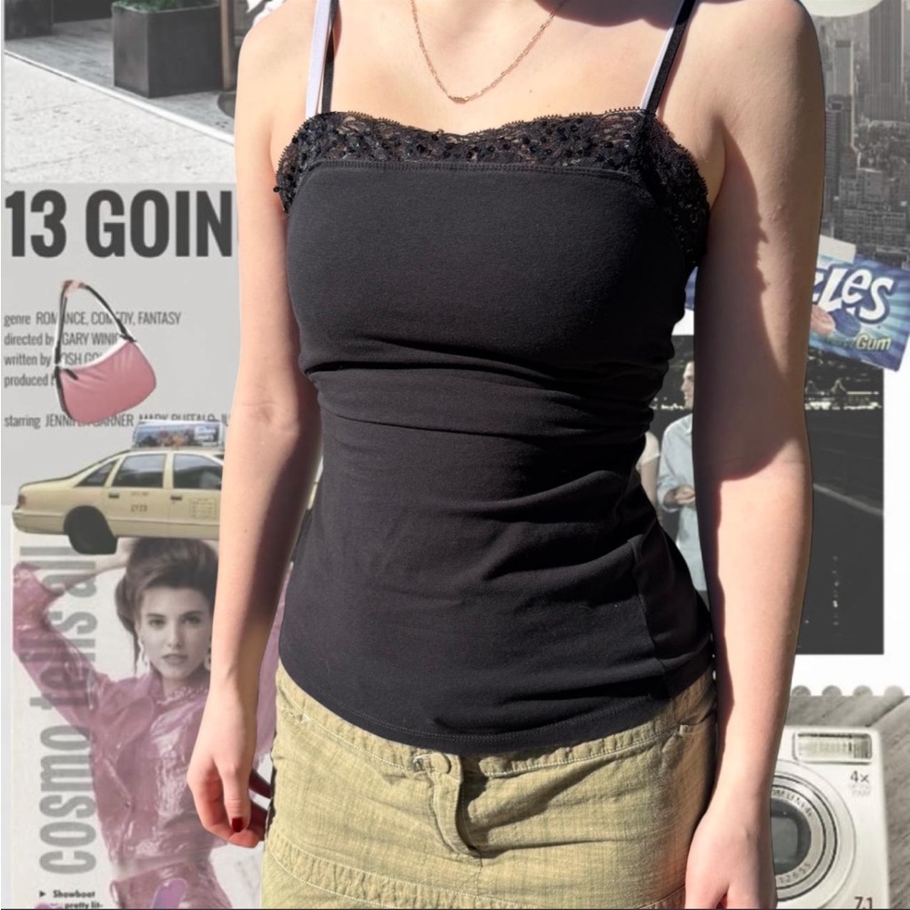 Black Lace Trim Cami